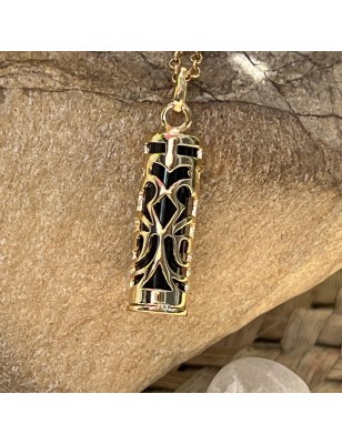 meaning tiki gold pendant price black agate - tahitian jewerly for men - tahiti jewerly