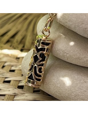 meaning tiki gold pendant price black agate - tahitian jewerly for men - tahiti jewerly