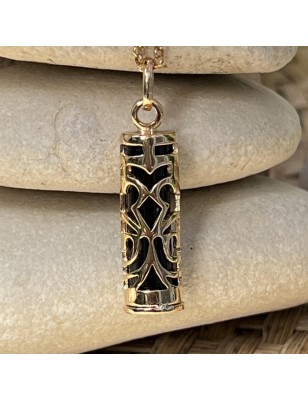 meaning tiki gold pendant price black agate - tahitian jewerly for men - tahiti jewerly