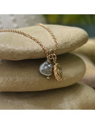 sun gold pendant in gold ankle strap with keshi price - tahitian jewerly - tahitian jewerly stores