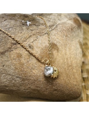 sun gold pendant in gold ankle strap with keshi price - tahitian jewerly - tahitian jewerly stores