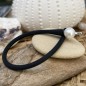 Bracelet Homme Perle d'Eau Douce Blanche - Rubber Noir
