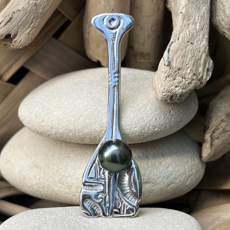 Pendentif Pagaie Perle de Tahiti Peacock