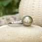 Anillo de perla de Tahití color champán de 11,41 mm