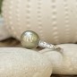 Anello con perla di Tahiti color champagne da 11,41 mm