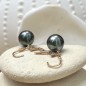 Terena - Tahitian pearl golden silver earrings