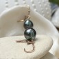 Terena - Tahitian pearl golden silver earrings