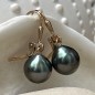 Terena - Tahitian pearl golden silver earrings