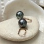 Terena - Tahitian pearl golden silver earrings
