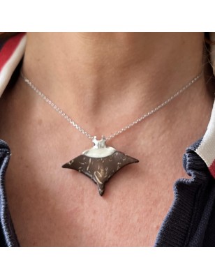 manta ray coconut men's pendant price - tahitian jewerly for men - tahiti jewerly
