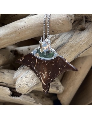 manta ray coconut men's pendant price - tahitian jewerly for men - tahiti jewerly