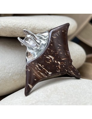 manta ray coconut men's pendant price - tahitian jewerly for men - tahiti jewerly