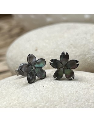 Fina - Boucles Oreilles Nacre de Tahiti - Argent Rhodié