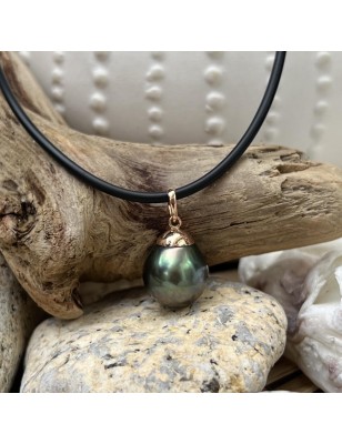 price big tahitian pearl men necklace - 11mm - 12mm - perla Tahiti