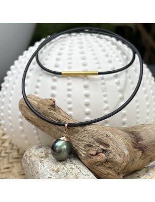 price big tahitian pearl men necklace - 11mm - 12mm - perla Tahiti