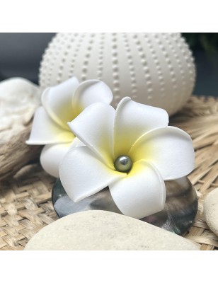 Tahitian Pearl Frangipani Flower Hair Clip