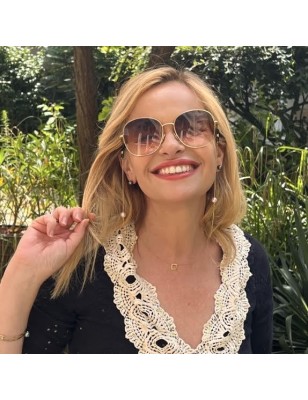 chaine de lunettes dorée perle de culture d'eau douce prix