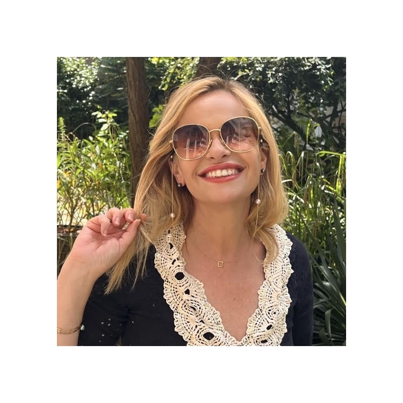 chaine de lunettes dorée perle de culture d'eau douce prix