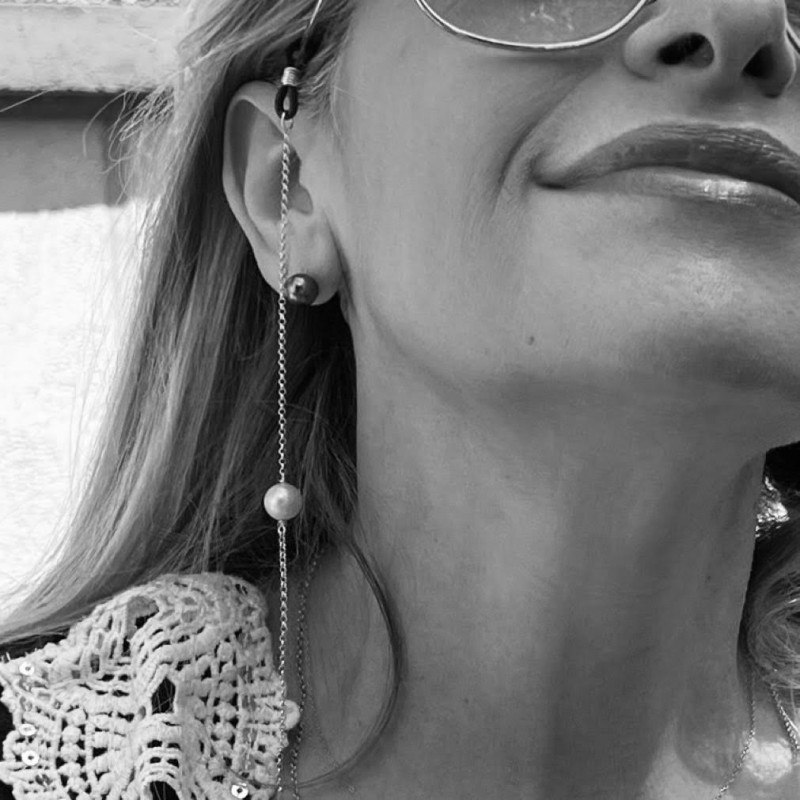 chaine de lunettes dorée perle de culture d'eau douce prix