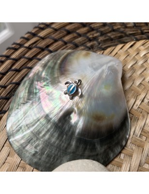 Pendentif argent Tortue de mer émail bleu