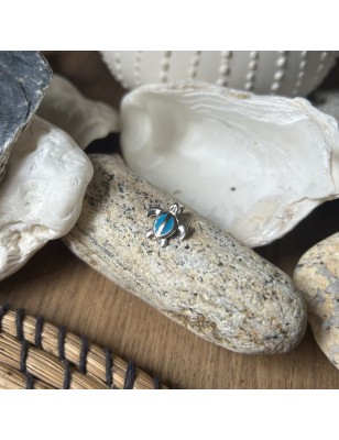 Pendentif argent Tortue de mer émail bleu exclusif chez poemotu