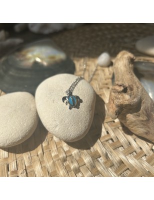 Pendentif argent Tortue de mer émail bleu ECONOMIE