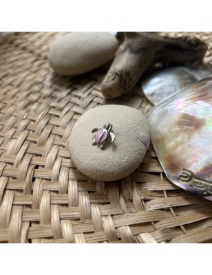 Pink enamel sea turtle silver pendant NEW jewel