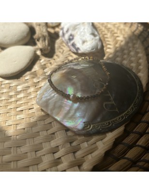 Bracelet argent plaqué or jaune œil de tigre et quartz fumé perle d'eau douce GARANTIE 2 ans