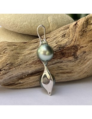 Gemello - Ciondolo con perla di Tahiti - Argento placcato rodio