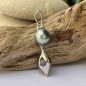 Twin - Rhodium Silver Pendant - Tahitian Pearls