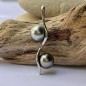 Twin - Rhodium Silver Pendant - Tahitian Pearls