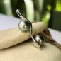 Twin - Rhodium Silver Pendant - Tahitian Pearls