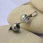 Twin - Rhodium Silver Pendant - Tahitian Pearls