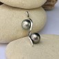 Twin - Rhodium Silver Pendant - Tahitian Pearls
