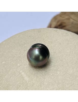 prix perle de Tahiti nue cerclée bleu aubergine 9mm