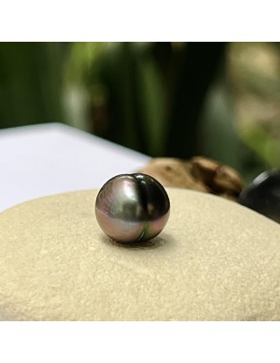 prix perle de Tahiti nue cerclée bleu aubergine 9mm
