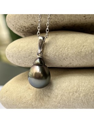 Maeva - Tahitian Pearl - Peacock - 9.41mm - Silver Pendant