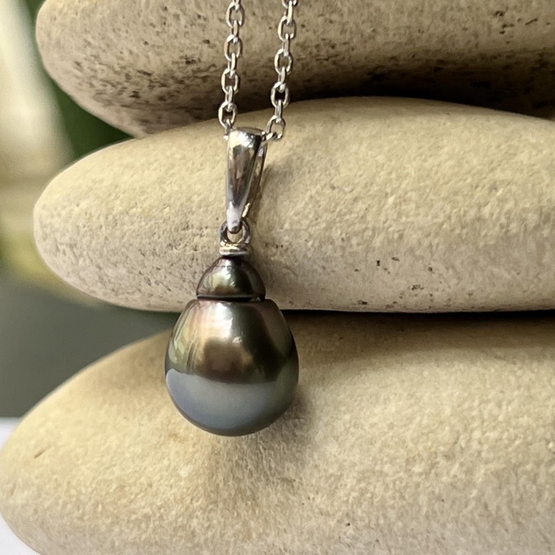 Maeva - Tahitian Pearl - Peacock - 9.41mm - Silver Pendant