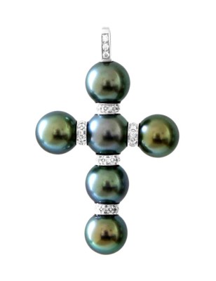 Pendentif or Diamants et Perle de Tahiti