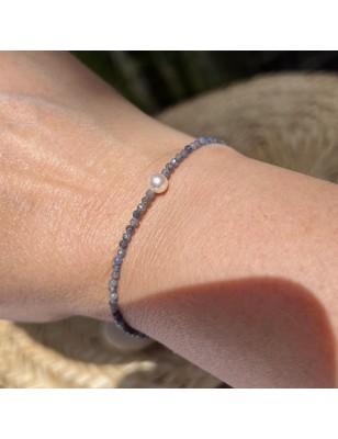 saphir bleu en bracelet perle d'eau douce prix