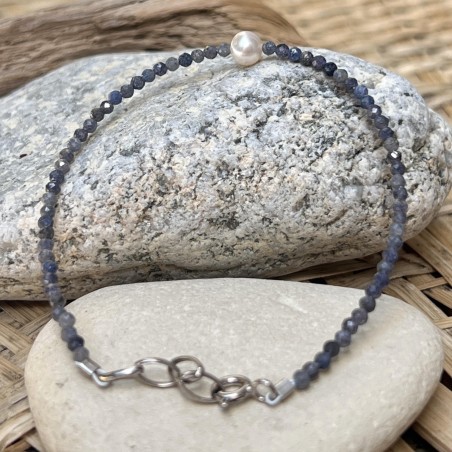 Armband aus blauem Saphir und Süßwasserperle
