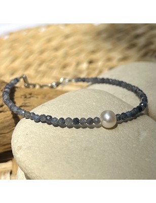 saphir bleu en bracelet perle d'eau douce prix