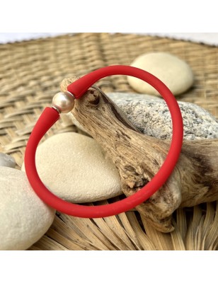 prix perle d'eau douce en bracelet rouge anneau olympique bijoux tahitiens