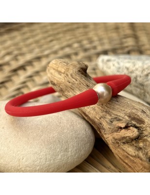 prix perle d'eau douce en bracelet rouge anneau olympique bijoux tahitiens