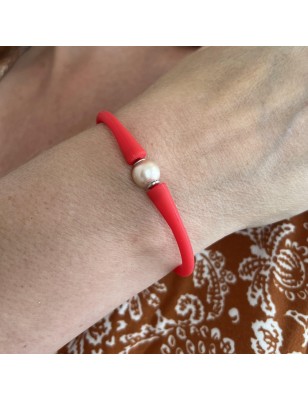 prix perle d'eau douce en bracelet rouge anneau olympique bijoux tahitiens