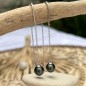 Motu - Tahitian Pearl Earrings - Rhodium Silver