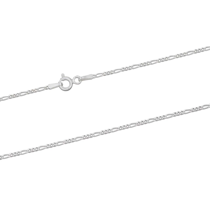 Figaro - 1.30mm Rhodium Silver Chain