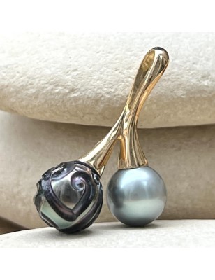 Union - Blue Lagoon and Peacock Tahitian Pearls - 18K Gold