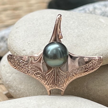 manta ray gold pendant Tahitian cultured pearl price - perla Tahiti - tahitian jewerly - tahitian jewerly stores