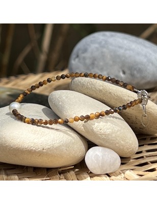 Tiger eye power bracelet freshwater pearl beneficial - tahitian jewerly - tahitian jewerly stores